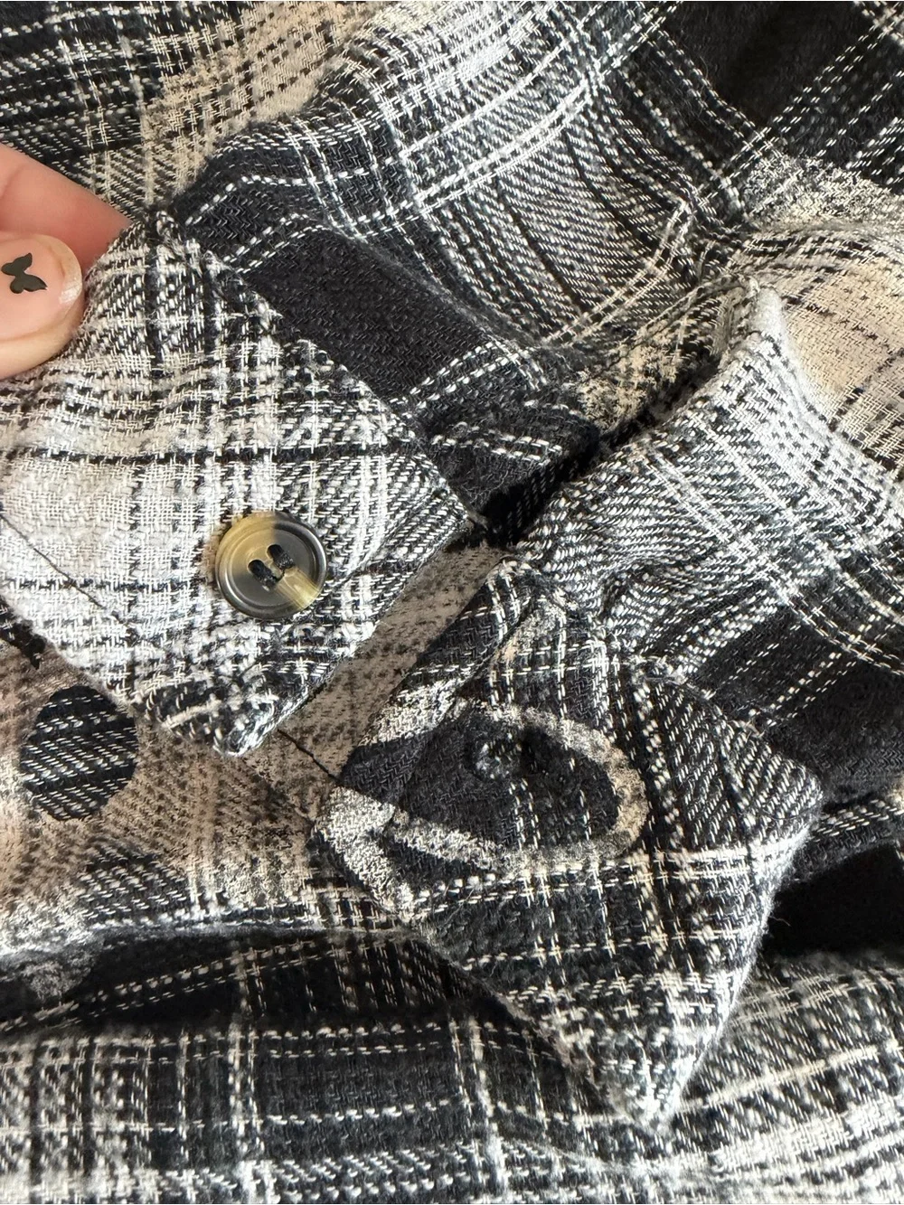 Justice Black & White Floral Plaid Button-Down Shirt